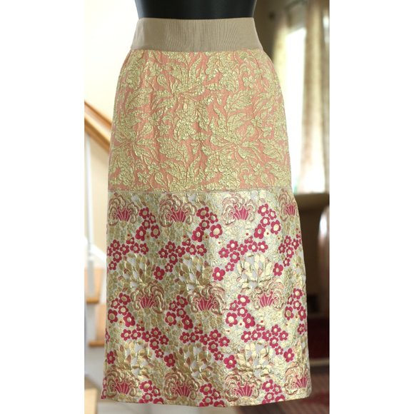 DOLCE & GABBANA Pink and Metallic Gold Skirt